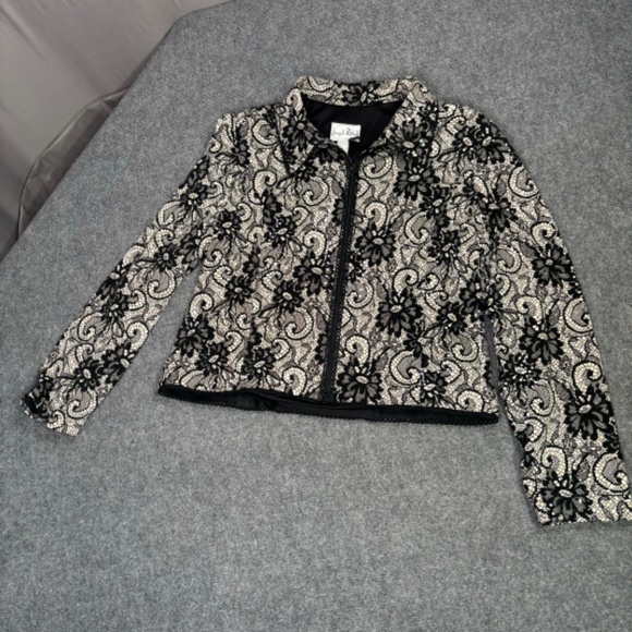 Joseph Ribkoff Blazer Women’s 16 Sequins Lace Pattern Floral Midi Floral Black - Picture 7 of 12